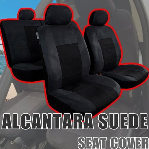 Alcantara Suede Seat Covers For Trucks Cars SUV, Micro Suede Black Full Set Protector, Airbag Safe Universal Size