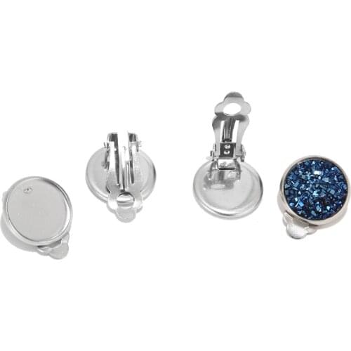 20PCS Stainless Steel Clip On Earring Findings with Pad 8mm/10mm Earring Blank Cabochon Setting Converter for Earring Making