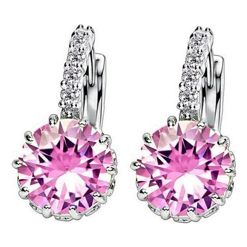 Valentines gift fashion jewelry Trendy Genuine Round Hoop Earrings with AAA Zircon For Women Jewelry Gift