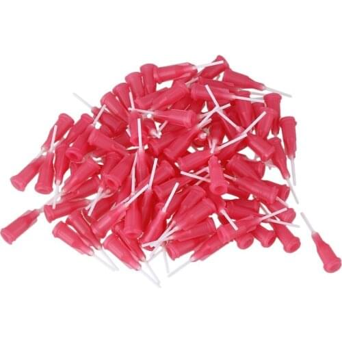 1/2" Plastic&PP 20Ga Pink Spiral Connector Adhesive Glue Tip Dispensing Needles Pack of 100