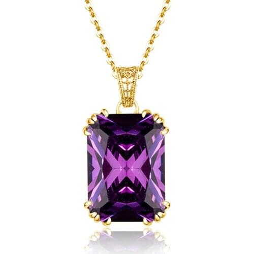14K Gold Jewelry Pendant Necklace Womens S925 Jewelery Amethyst Bizuterias Pendants Gemstone Fine Jewelry Colgante Plata