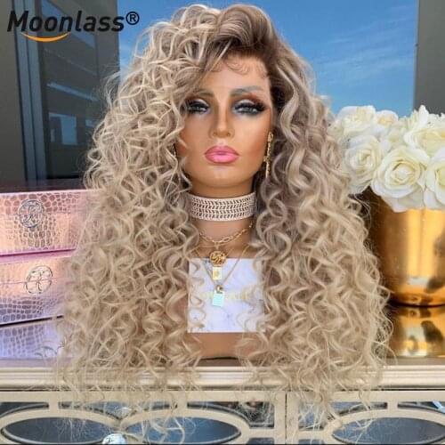 180% Deep Curly Lace Front Human Hair Wigs Ginger Ash Blonde Ombre Lace Front Wig Preplucked Remy Brazilian Hair Wigs For Women