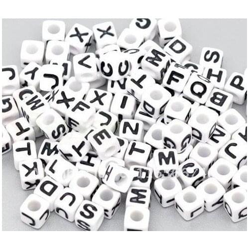 2000 Pcs Mixed Alphabet /Letter Acrylic Cube Beads 7x7mm Free Ship