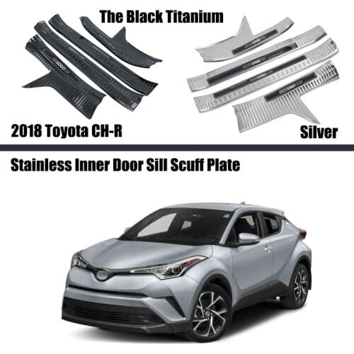 For Toyota C-HR 2018 2019 2020 Car Cover Stainless Steel Pedal Door Sill Scuff Plate Cover Inner Built Threshold 4pcs