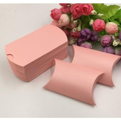 50pcs Paper Pillow Favor Gift Box Kraft Paper Candy Boxes and Wedding Party Supply jewelry packing