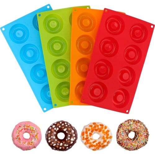 8-Cavity Silicone Donut Mold Donut Baking Pan DIY Cake Mould Tray Chocolate Biscuit Non-Stick Cake Mold Kitchen Tool