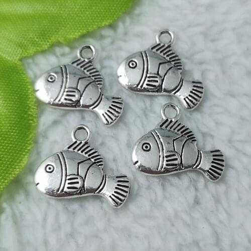 Free Ship 240 pcs Antique silver fish charms pendant 14x16mm
