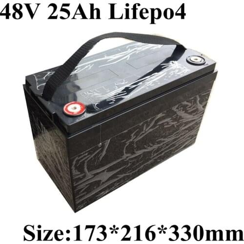 Free shipping Powerful ebike lithium Lifepo4 battery pack 48V 25Ah for 1000w/1500w hub motor kits electric bike+ fast 5A charger