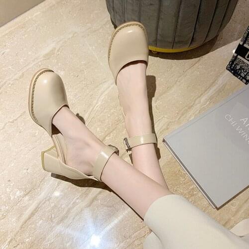 Summer high heels shoes for women solid color thick heel sandals women 2021 fashion Waterproof Platform Pumps womens shoes