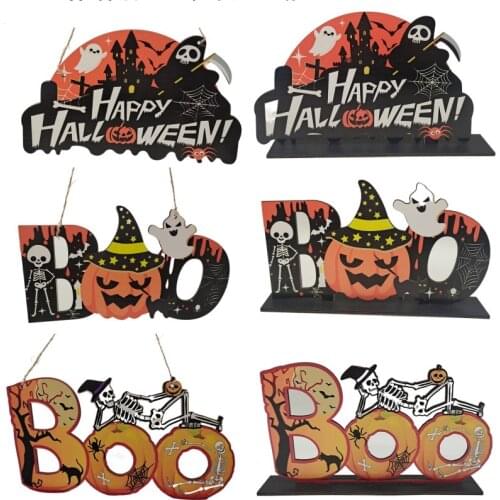 Halloween Wooden Hanging Ornaments Halloween Decorations for Home Outdoor Trick or Treat Kids Toy for Holiday Indoor Door Decors