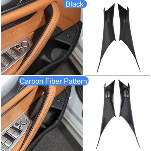 For BMW 5-series G30 G38 Interior Door Handles Carbon Fiber Black 4pcs Handle Inner Pull Armrest Protective Cover Trim