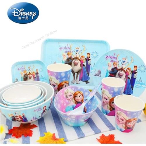 Frozen Dinnerware Disney Childrens Tableware Cute Fashion Kitchen Supplies Cartoon Plate Spoon Dish Cup Bowl