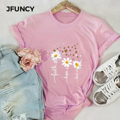 JFUNCY Oversize Women Cotton T-shirt Woman Short Sleeve Plus Size T Shirts Female Graphic Tees Tops Summer Lady Tshirt Clothing