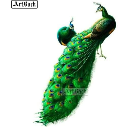 ARTBACK animal diamond painting peacock green icon 5d full square / round diy diamond mosaic 3d diamond embroidery 70x100cm