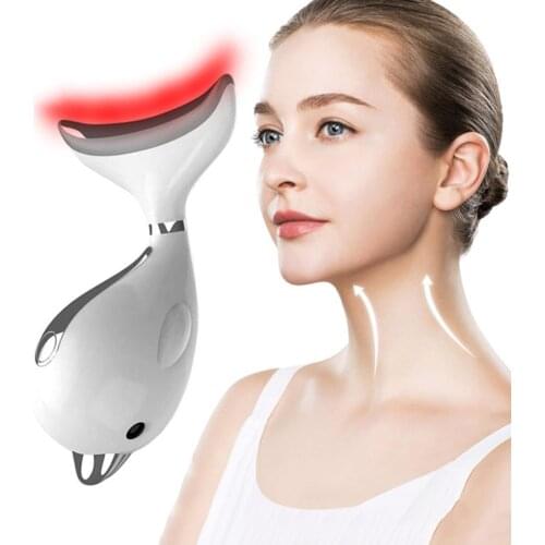 Face and Neck Massager 45°C+5°C Heat Therapy 3 Modes Rechargeable Anti-Aging Neck Device LED Photon Therapy Skin Care Tools