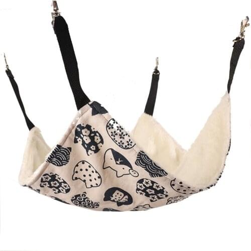 Cartoon Double-sided Hamster Hammock Autumn Winter Warm Canvas Guinea Pig Cage Squirrel Small Animal Nest Sleeping Hanging Beds