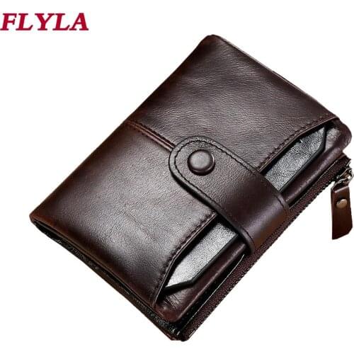 European and American Retro First Layer Cowhide Mens Wallet Genuine Leather Oil Wax Leather RFID Short Mens Wallet