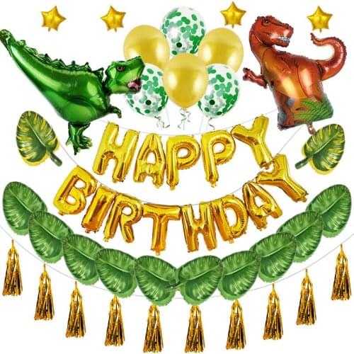 Dinosaur-themed birthday balloon set Tyrannosaurus Rex 16-inch letter aluminum film balloon childrens birthday party balloon