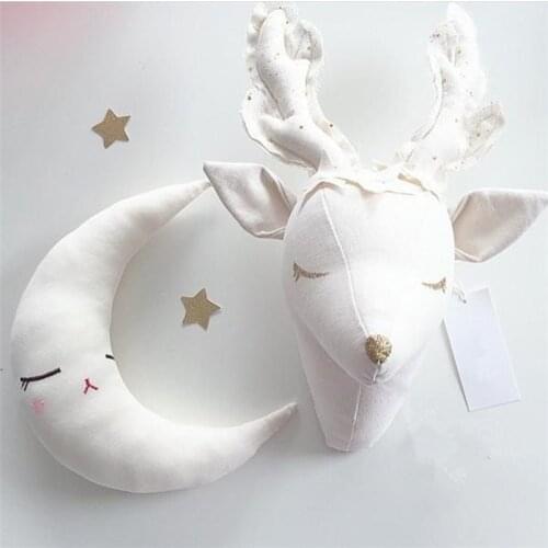 Deer Head Wall Mount For Baby Nursery 3D Stuffed Animal Wall Hanging Decorations Christmas Reindeer Toys Kids Bedroom Home Decor