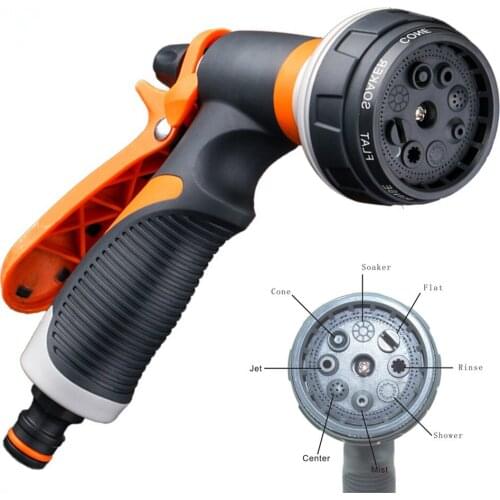 Undefined 8patterns Adjustable High Pressure Gun Sprinkler Nozzle Garden Water Nozzle Head Hose Sprayer Garden Spray Auto Car
