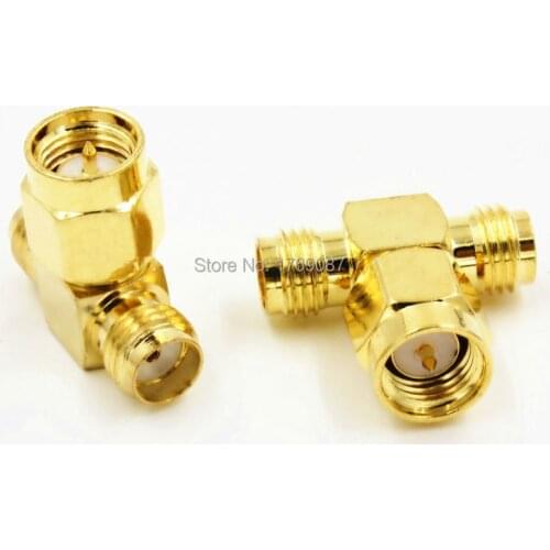 2PCS SMA Male to two SMA Female Triple T In Series RF Adapter Connector 3 Way