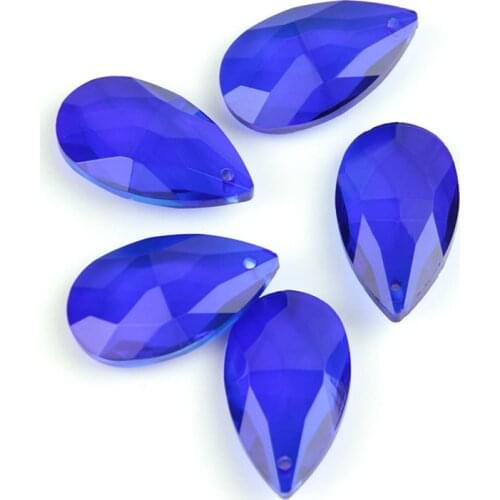 38mm/50mm/63mm/76mm/89mm Dark Blue Tear Drop Glass Crystal Prism DIY Pendant Chandelier Jewelry Suncatcher Spacer Faceted