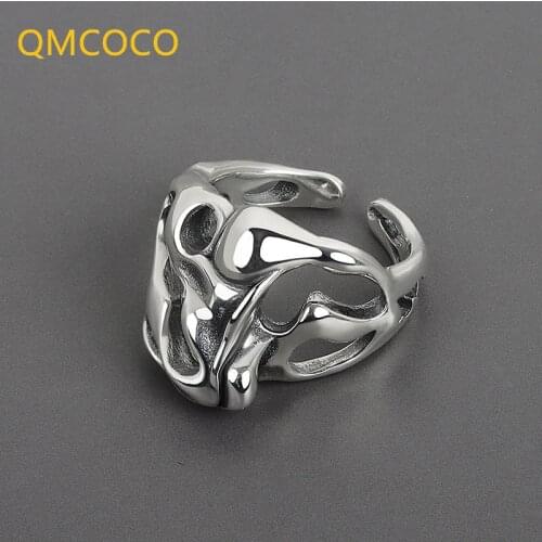 INS Style Creative Personality Design Simple Irregular Geometry Retro Skull Head 925 Silver Open Ring Party Gifts