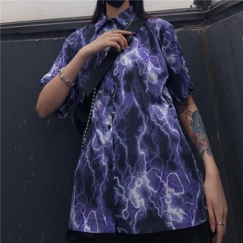 Tie Dye Shirt Streetwear Woman Man Shirt Harajuku Punk Top Korean Oversized Womens shirt Gothic Womens shirt Y2k Top Vintage