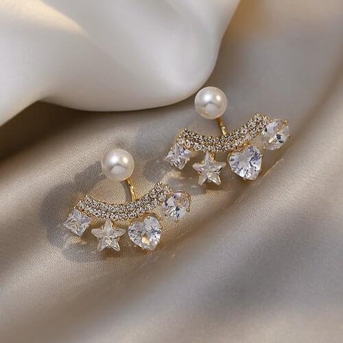 New Arrival Stud Earrings Water Drop Metal Women Trendy Korean Fashion Pearl Earrings Love Star Earrings Elegant Jewelry