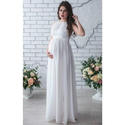 Chiffon Pregnant Long Dress Women Casual Long Sleeve Evening Party Long Maxi Maternal pregnancy dresses DS19