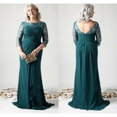 Mother of the Bride Dress Wedding Party Lace Dark Green Chiffon Wedding Guest Dress Custom Made Mother of the Bride Prom Gowns
