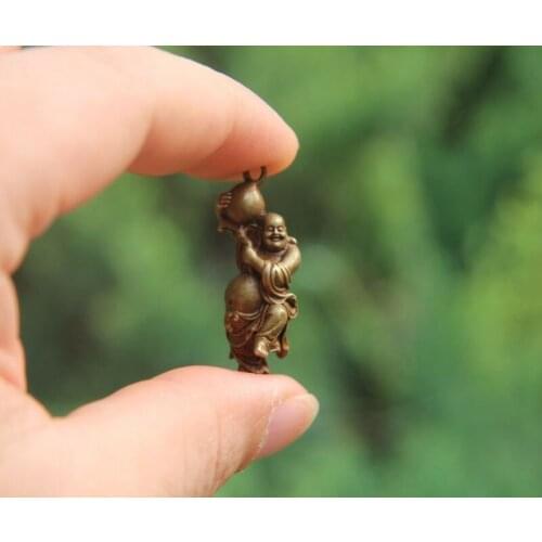 Tibet Buddhism 100% Pure Bronze Buddha Peach Lucky Maitreya Amulet Pendant