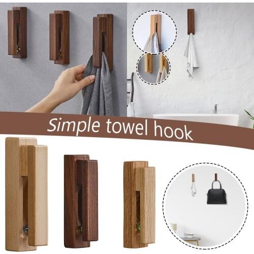 Natural Wood Clothes Hanger Wall Mounted Towel Hook Decorative Key Holder Hat Scarf Handbag Storage Hanger Bathroom Rack 2021