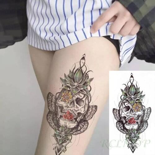 Waterproof Temporary Tattoo Sticker Skull Head Butterfly Flower Red Rose Fake Tatto Flash Hand Arm Tatoo for Women Men