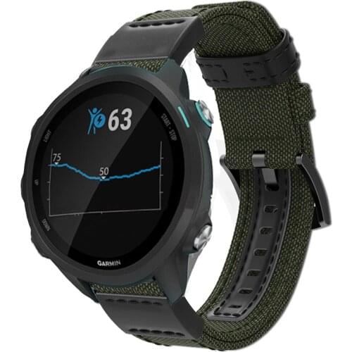 Military Woven Nylon Sport Canvas Watch Band Strap For Garmin Forerunner 245 245M Music Replacement Watchband Bracelet Belt 20mm