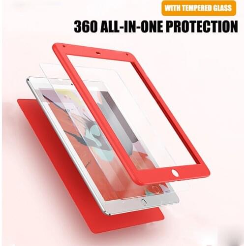 Tempered Glass For Ipad 3 2012 Case 360 Degree Front Back Full Cover Silicone Case For Ipad 2 3 4 A1395 A1396 A1416 A1430 A1403