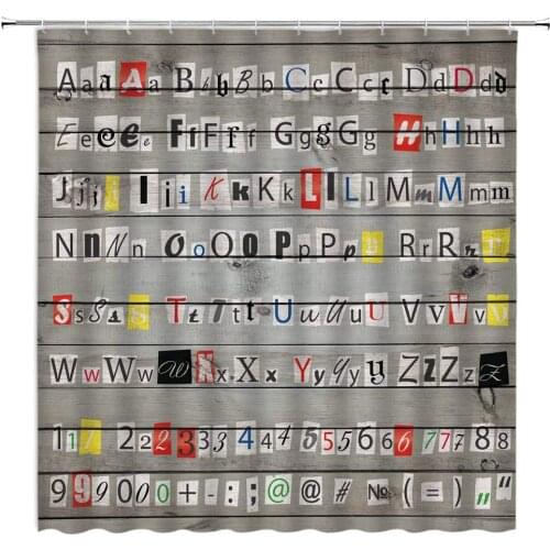 Quote Shower Curtain Alphabet Rustic Wooden Board Creative Kids ABC Educational Learning Tool for Boys and Babies Large A to Z