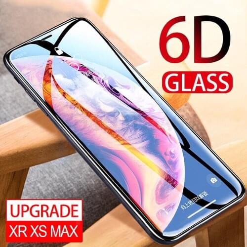 6D Edge Round Curved Tempered Glass For iPhone X XR XS Max Full Cover Screen Protector Protective Glass For iPhone 6 6s 7 8 Plus