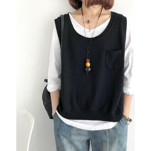 Cotton Women Vest Thin 2021 Spring Summer Loose Sleeveless Pullovers Solid Color Casual Fashion Women Blouse