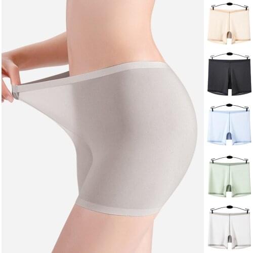 Women Mesh Sheer Underwear See-Through Lingerie Knicker Panties Short Ultra-Thin Boxers Safety Pants Seamless Ice Silk Boxer