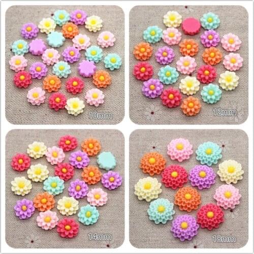 10mm/12mm/14mm/18mm Mix Colors Daisy Resin Flower Flatback Cabochon DIY Craft Jewelry Decoration