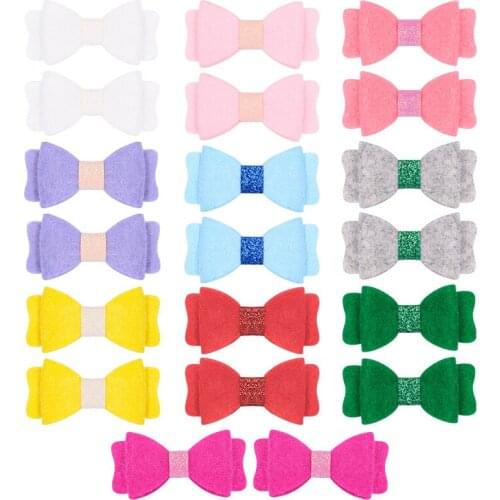 10Pairs Fashion Cute Glitter Bow Hairpins Candy Color Felt Bowknot Alligator Clips Princess Headwear Hair Accessories for Girls