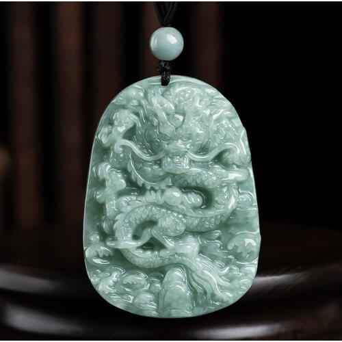 100% Natural Myanmar Class A Jade Hand-Carved Dragon Pendant Necklace Men And Women Pendant Jade Jewelry Amulet