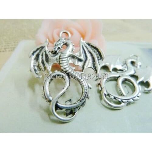 100pcs 27x35mm Tibetan Silver Lovely Flying Dragon Charms Pendant