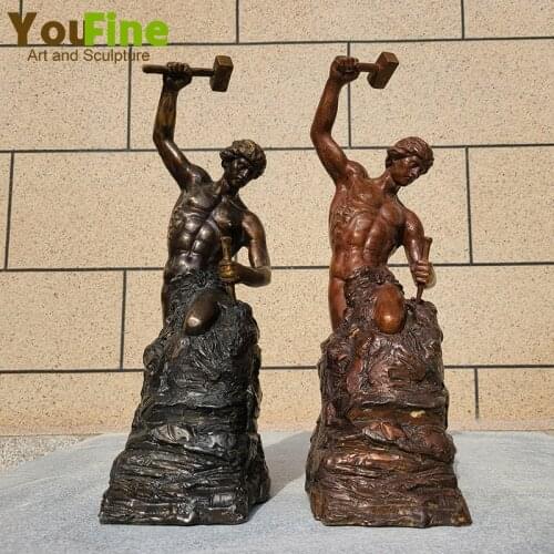 18.5" Bronze Statues Self Made Man By Rodin Bronze Sculpture Self-sculpting Statue Modern Art Figurines Home Office Decor