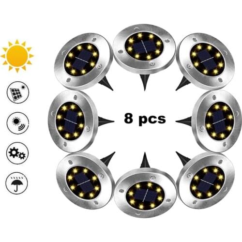 2-8pcs 8 led Solar Power Buried Light Under Ground Lamp Outdoor Path Way Garden Decking MUQGEW Purchasing wholesale CSV smart on