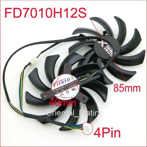2pcs/lot 85mm FD7010H12S 12V 40mm Hole Graphics Video Card Replacement For Sapphire HD 7790 7850 7870 7950 Cooler Cooling Fan
