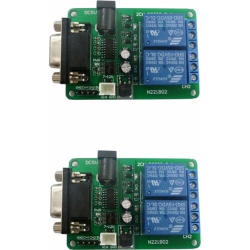 2 PCS DC 5V 7.5V 9V 2Ch RS232 Relay Board Remote Control USB PC UART COM Serial Ports