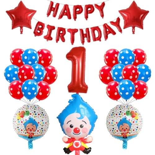 39pcs/set Plim Clown Foil Helium Balloons 30inch Number Air Globos Children Birthday Party Decorations Baby Shower Kids Toy Ball