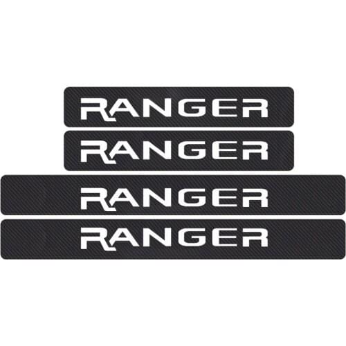 New For Ford Ranger Car Sticker Door Entry Guard Sill Protector 4pcs 4D Carbon Fiber Door Sill Auto Accessories